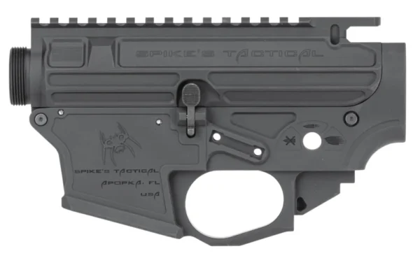 Spikes Tactical STSB920 Upper/Lower Set  AR-15 9mm Compatible w/Glock Mags, Black Hardcoat Anodized