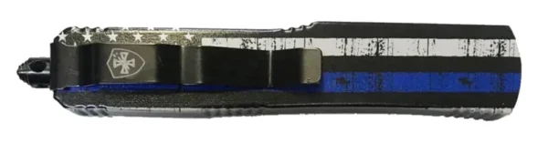 Templar Knife MBTB331 Back The Blue Gen II Slim 3.50" OTF Tanto Plain Black 440C SS Blade Blue/White/Black Zinc Aluminum Alloy Handle Features Glass Breaker/Pocket Clip