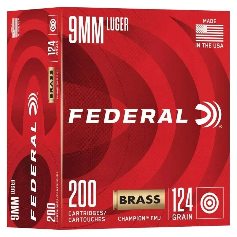 federal 9mm Luger 124gr FMJ – 200rd